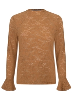 Tramontana Flared-Cuff Lace Top 002550 Cinnamon