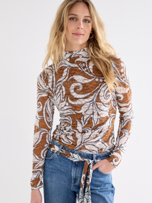 Tramontana Top Flourish 10008 Print snow and brown
