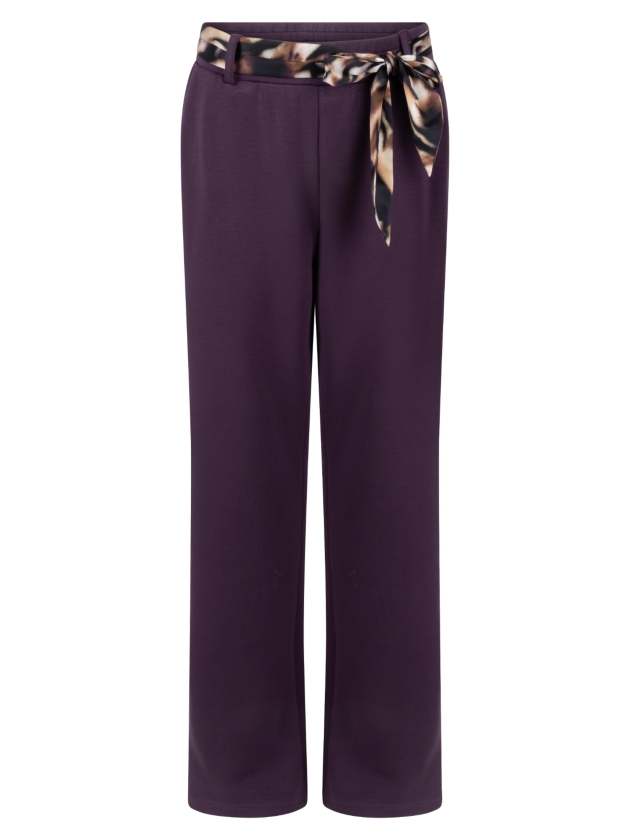 Tramontana Wide-Leg Trousers Scarf  004840 Aubergine noir