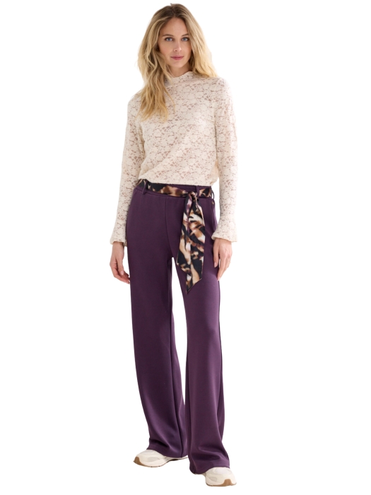 Tramontana Wide-Leg Trousers Scarf  004840 Aubergine noir
