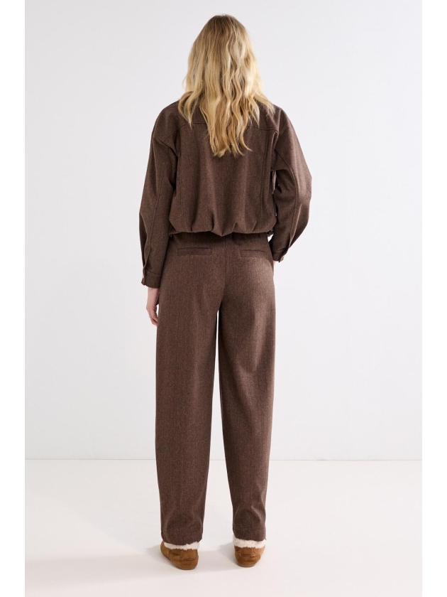 Tramontana Barrel-Fit Tweed Trousers 002654 Cafe noir melange