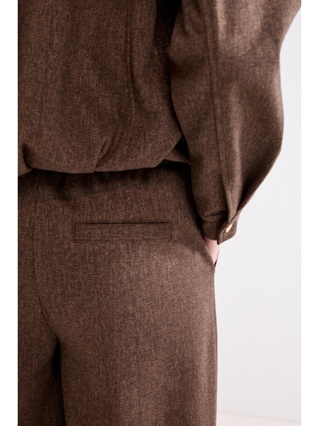 Tramontana Barrel-Fit Tweed Trousers 002654 Cafe noir melange