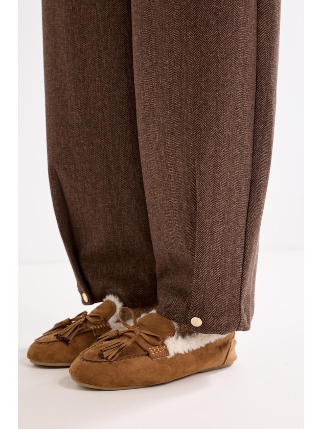 Tramontana Barrel-Fit Tweed Trousers 002654 Cafe noir melange
