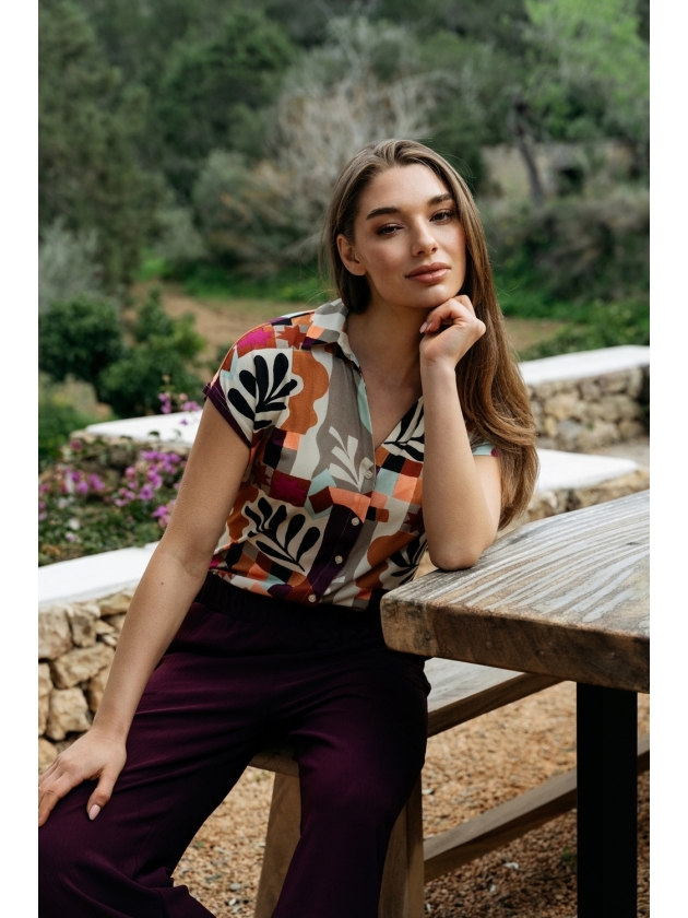 Co Woman VALETTA ART LEAF 63085 lp-plum multi