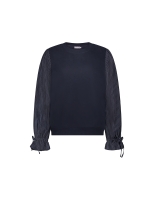 Geisha Sweater with striped sleeves 00675 Navy