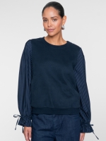 Geisha Sweater with striped sleeves 00675 Navy
