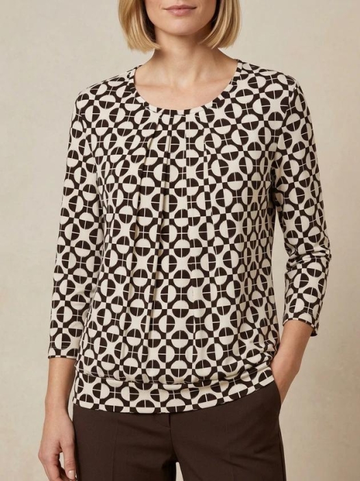 Frank Walder NOSBlusenshirts 550/089 Beige bro print