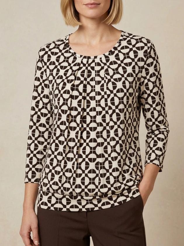 Frank Walder NOSBlusenshirts 550/089 Beige bro print
