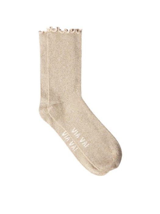Via Vai Sokken 1392 Light brown glitter gold