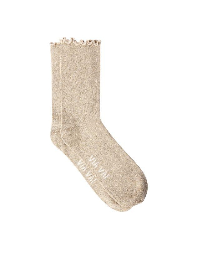 Via Vai Sokken 1392 Light brown glitter gold