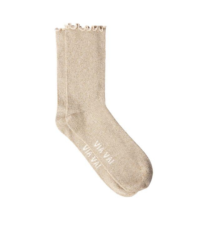 Via Vai Sokken 1392 Light brown glitter gold
