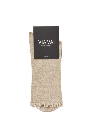 Via Vai Sokken 1392 Light brown glitter gold