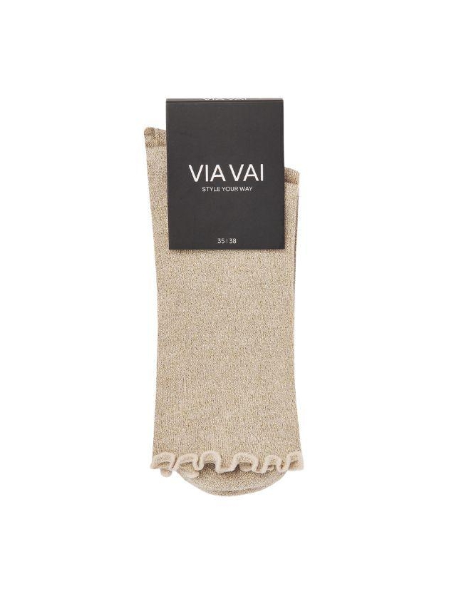 Via Vai Sokken 1392 Light brown glitter gold