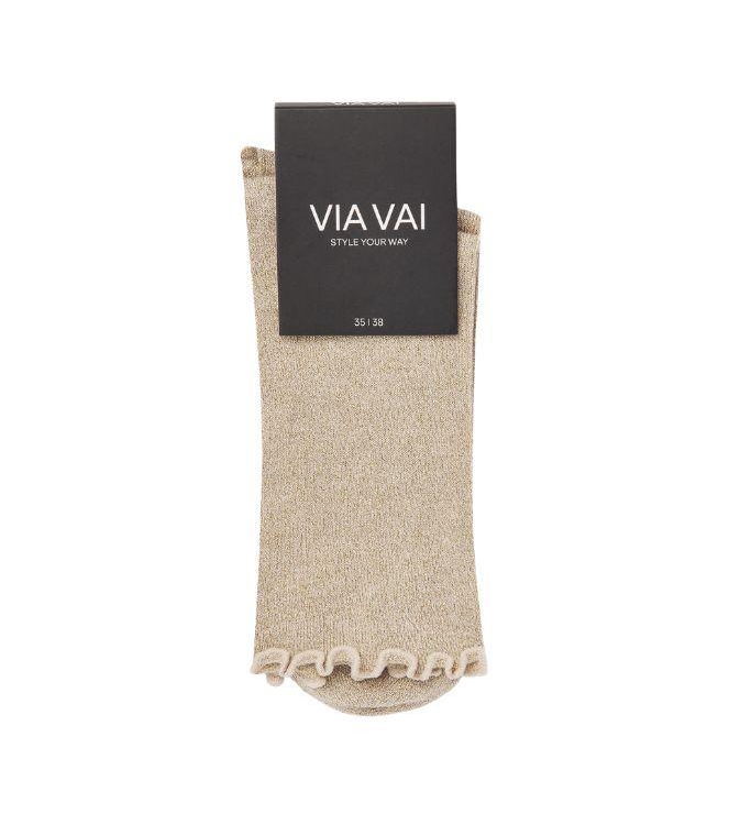 Via Vai Sokken 1392 Light brown glitter gold