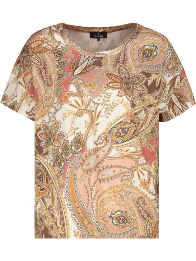 Monari T-Shirt 525 Mocca gemustert