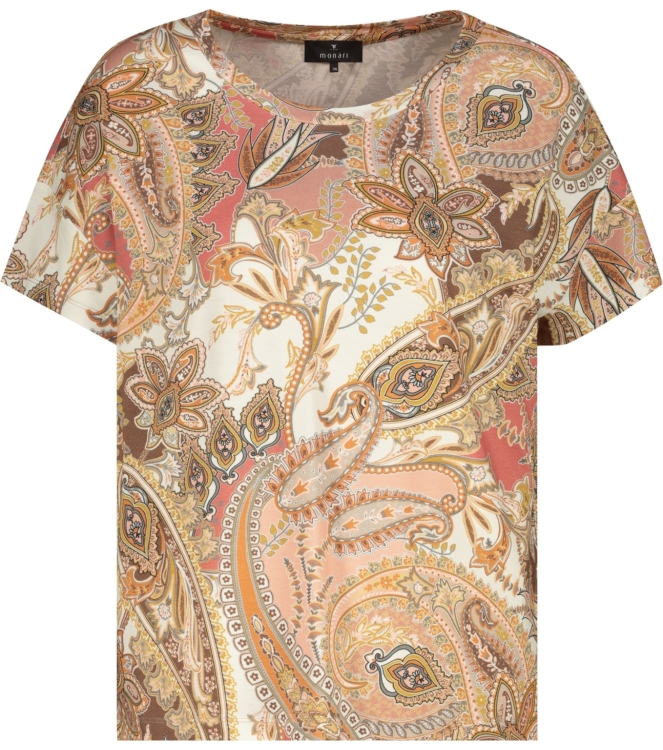 Monari T-Shirt 525 Mocca gemustert