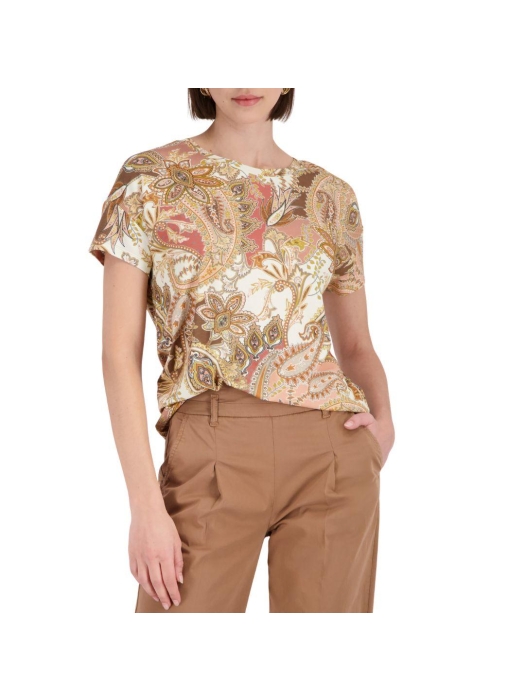 Monari T-Shirt 525 Mocca gemustert