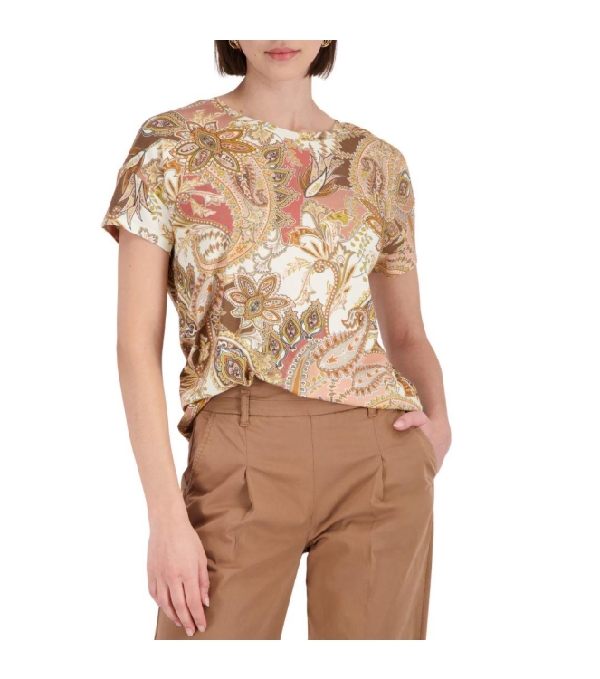Monari T-Shirt 525 Mocca gemustert