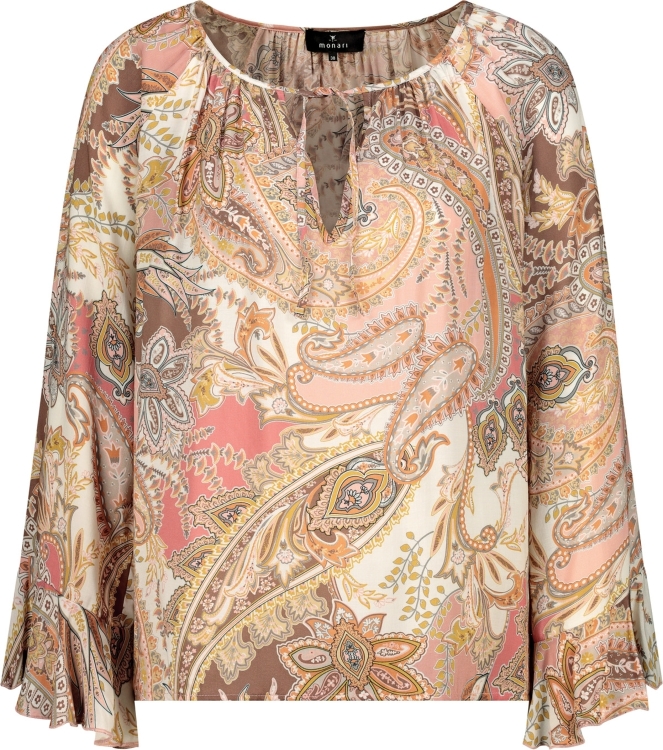 Monari Bluse 525 Mocca gemustert
