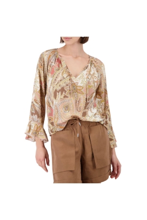 Monari Bluse 525 Mocca gemustert