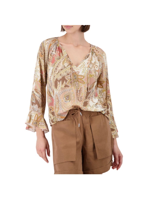 Monari Bluse 525 Mocca gemustert