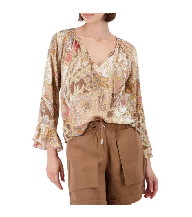 Monari Bluse 525 Mocca gemustert