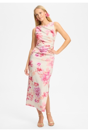 Swing Abendkleid aus bedrucktem Scuba mit 9448 Ivory/multi