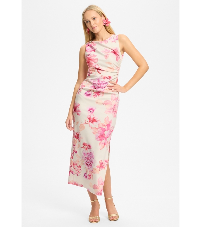 Swing Abendkleid aus bedrucktem Scuba mit 9448 Ivory/multi