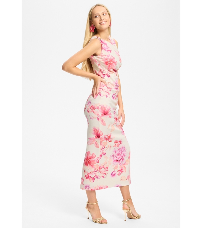 Swing Abendkleid aus bedrucktem Scuba mit 9448 Ivory/multi