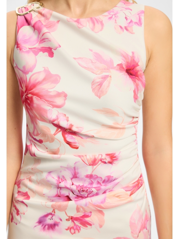Swing Abendkleid aus bedrucktem Scuba mit 9448 Ivory/multi