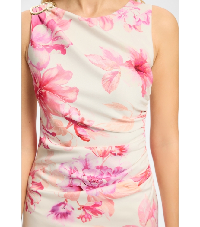 Swing Abendkleid aus bedrucktem Scuba mit 9448 Ivory/multi