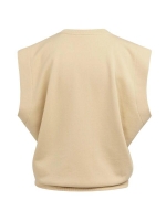 Yaya Mouwloos sweatshirt met V-hals 51218 Semolina brown