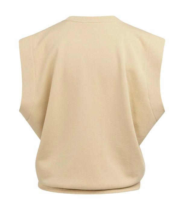 Yaya Mouwloos sweatshirt met V-hals 51218 Semolina brown