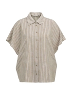 Yaya Gestreepte blouse met korte mo 990751 Safari brown dessin