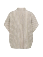 Yaya Gestreepte blouse met korte mo 990751 Safari brown dessin