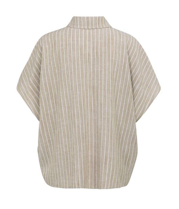 Yaya Gestreepte blouse met korte mo 990751 Safari brown dessin