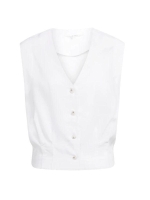 Yaya Mouwloze blouse met plooien en 00000 Pure white