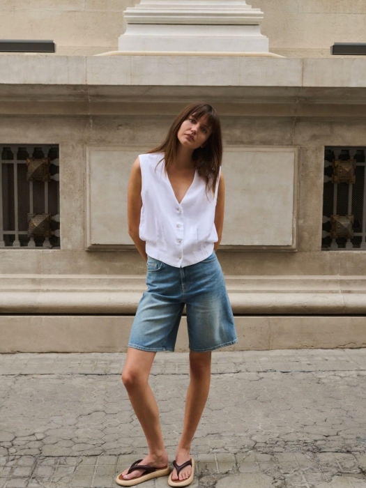 Yaya Mouwloze blouse met plooien en 00000 Pure white