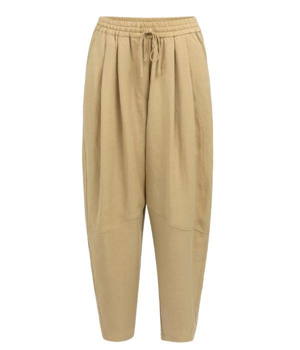 Yaya Geweven barrelbroek met elasti 990751 Safari brown dessin