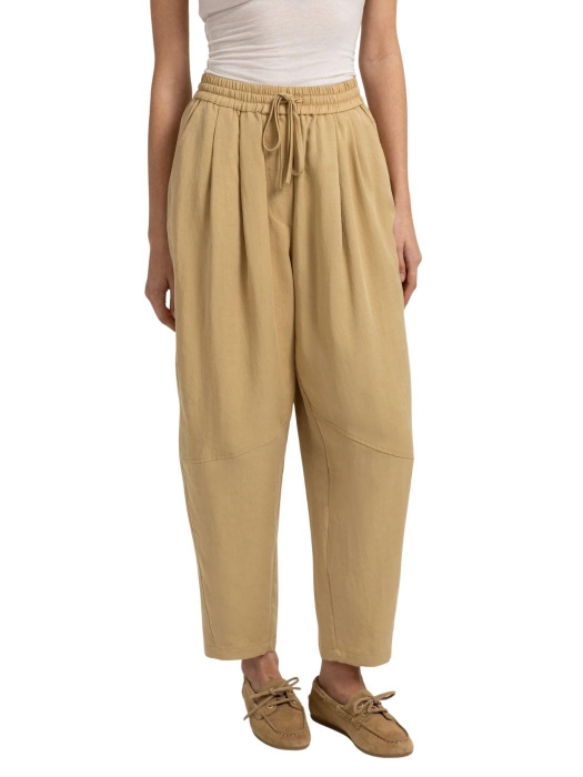 Yaya Geweven barrelbroek met elasti 990751 Safari brown dessin