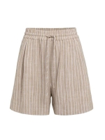 Yaya Gestreepte short met elastisch 990751 Safari brown dessin