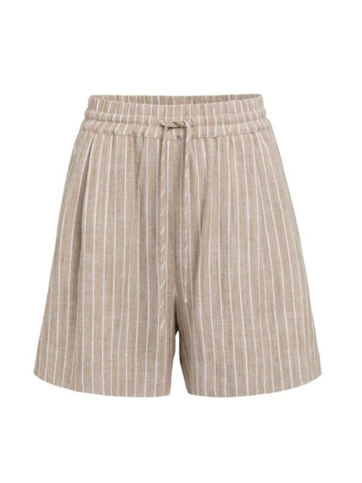 Yaya Gestreepte short met elastisch 990751 Safari brown dessin
