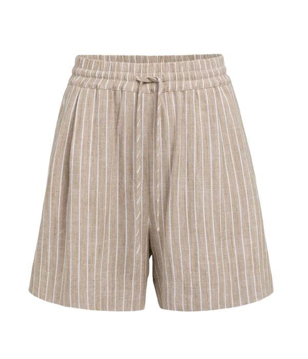 Yaya Gestreepte short met elastisch 990751 Safari brown dessin