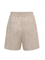 Yaya Gestreepte short met elastisch 990751 Safari brown dessin