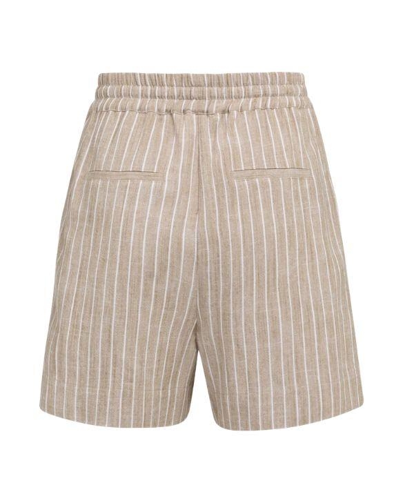 Yaya Gestreepte short met elastisch 990751 Safari brown dessin