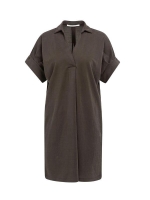 Yaya Jerseyjurk met geplooide pofmo 99074 Aubergine purple