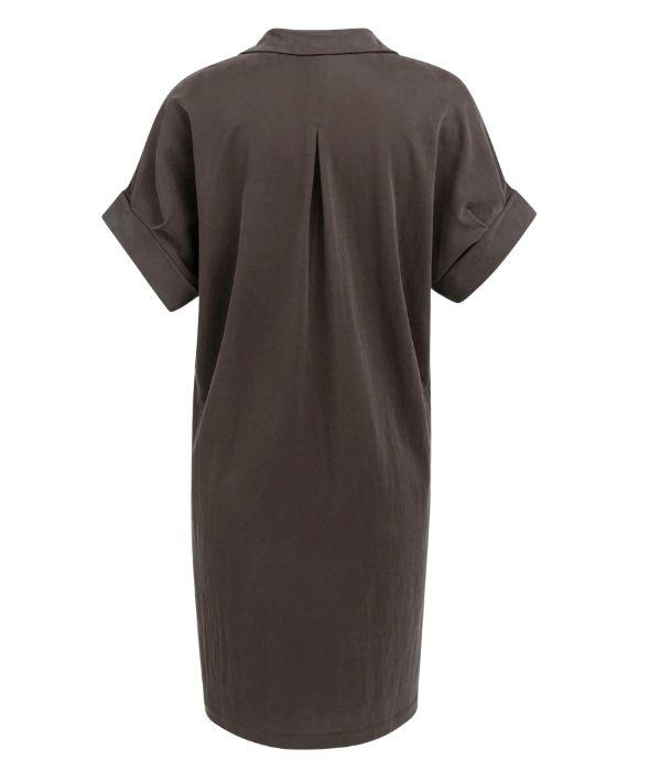 Yaya Jerseyjurk met geplooide pofmo 99074 Aubergine purple
