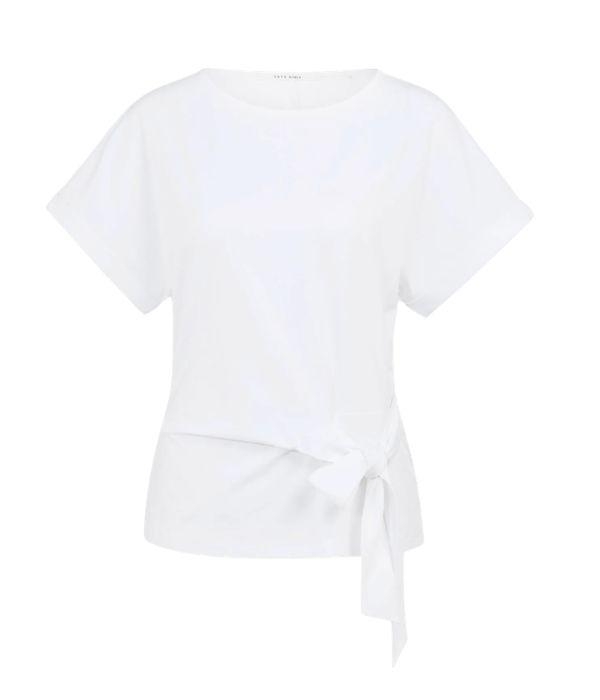 Yaya Top met ronde hals en knoopdet 00000 Pure white