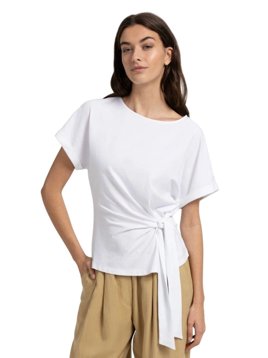 Yaya Top met ronde hals en knoopdet 00000 Pure white
