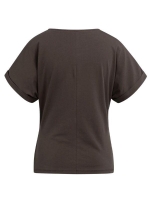 Yaya Top met ronde hals en knoopdet 99074 Aubergine purple